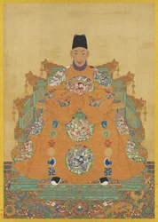 明王武宗皇帝肖像（掛軸・絹本著色・墨画）
