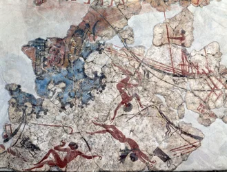 古代テーラのミノア時代の壁画（フレスコ画