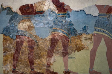 行列のフレスコ画の一部。 紀元前1600年 - 紀元前1450年