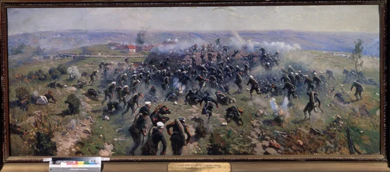 露土戦争: 1877 年 10 月 24 日のゴルニ ドゥブニクの戦い (1877 年 10 月 24 日のゴルニ ドゥブニクの戦い)。 Mitrofan Borisovich Grekov（1882-1934）による絵画、キャンバスに油彩