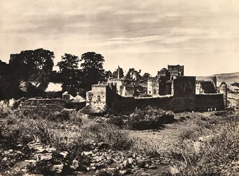 ファシスト時代の帝国建設：エチオピア・ゴンダールのファシラダス王の城、1936年09月05日（モノクロ写真