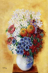 黄色い背景の花束；黄土色の花束》1934年頃 油彩・カンヴァス