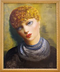 若い女性の肖像。ポーランド出身の画家、モイーズ・キスリング（1891-1953）の絵画、油彩・カンヴァス、1950年頃。クレルモン・フェラン美術博物館（クレルモン・フェラン）。