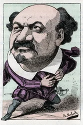 フランソワ・ピエール・ヴィラレ（1830-1896）のポートレート。1863年から1882年にかけてオペラのテノールとして活躍したトゥチャトゥの「トロンビノスコープ」、1882年のB.モロク（1849-1909）による風刺画。個人のコレクション。