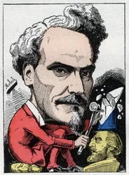 アンリ・ド・ロシュフォール（1831-1913）侯爵、ジャーナリスト、政治家、作家の肖像（1882年のB.モロクによる漫画、トゥチャウト作「Le Trombinoscope」より個人蔵。