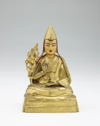 19世紀半ばのラマと教師の部分的なセットからの正体不明の教師（金色の銅合金）