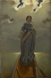 グムンデン湖の舟人、男爵夫人マリー・シュパウン、1851年頃。
