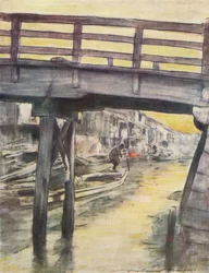 「大阪の運河」、c1887、1901