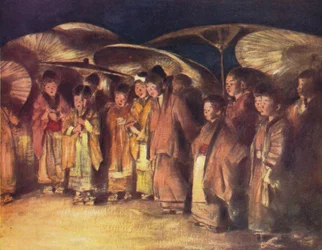 ストリートシーン、木戸、c1887、1901