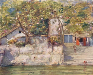アグラの川の階段で、1905