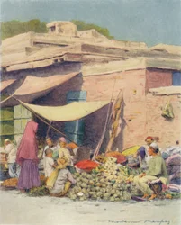 野菜市場、デリー、1905