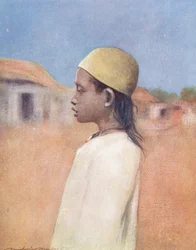 世界の子供たちシンガレー語、早朝（カラーリトグラフ）