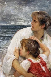 マタニティ、モーセ ビアンキ (1840-1904) 作、油彩、75x49.5 cm