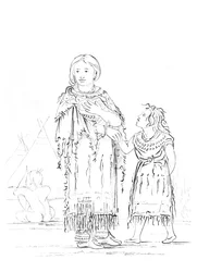 ネイティブアメリカンの女性と子供、1841年。