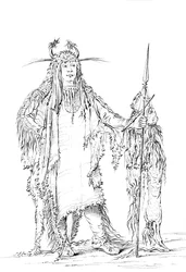 イーグルリブの肖像、ネイティブアメリカンの男、1841年。