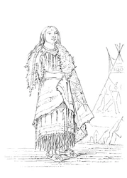 多くを打つ女性の肖像、1841年のネイティブアメリカンの女性。