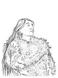 1841年のネイティブアメリカンの男性の肖像画。