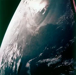 宇宙から見た地球 - 湾岸、ヒューストン、ガルベストン湾、アメリカ、1980 年代。