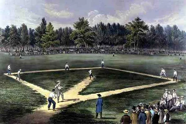 アメリカの国民的競技野球、ニュージャージー州ホーボーケンのエリジアン・フィールズでの選手権大試合、1866年