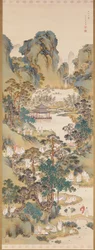 蘭亭での詩集（絹にインク、色、胡粉）