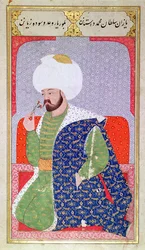 Ms Hazine.1563 Mehmed II（1432-1481）、 &39;Semailname&39;から、1579（ベラムのインクと金箔）