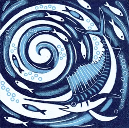 バショウカジキ、2010年（カラー木版画）