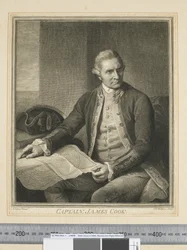 I.キャプテン・ジェームズ・クック、J.K.シャーウィン（1751-90）による1773-84年頃の彫刻（エングレーヴィング）。
