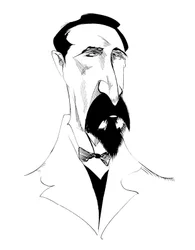 アレクサンダー・ボロディン、ロシアの作曲家、白黒風刺画、2010 作： Neale Osborne