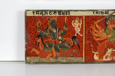 Devimahatmya原稿カバーの詳細（木材に不透明なトイレ）