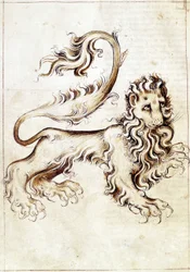 Sloane 3983 f.16v 星座レオ (ベラム)