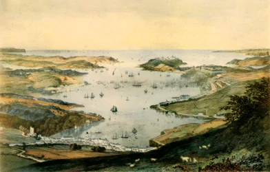 ファルマス港、1840 年頃、1942 年。