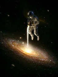 宇宙飛行士が銀河に餌を与える