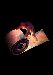 宇宙飛行士が宇宙を駆け巡る