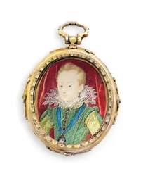 ヨーク公時代のチャールズ1世の少年時代（ベラム製、後に金色のメタルフレームに収納