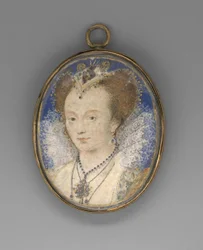 女性の肖像、1590年頃（ベラムをカードに置いた）