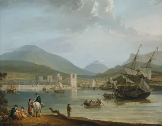 「カナーボン城と湾」、c1780-1810