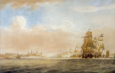 1801年3月28日、エルシノアのクロンボー城沖のイギリス艦隊（コペンハーゲンの戦いの前］