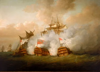 1794年6月1日の海戦における「ブランズウィック号」と「ヴェンジェール・デュ・ピープル号