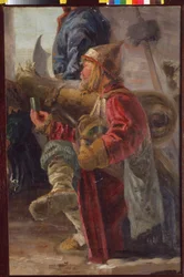 動乱の時代のロシアの砲手 (1598 年 - 1613 年)。 Nicolas (Nicholas) Roerich (1874-1947) の絵画、キャンバスにテンペラ