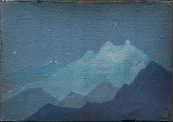 ヒマラヤ、月明かりに照らされた山、スケッチ、1933