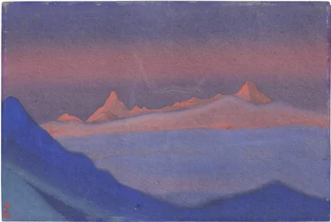 Tangla La par Roerich、Nicholas (1874-1947)。 厚紙にテンペラ、サイズ : 30,5x45,7