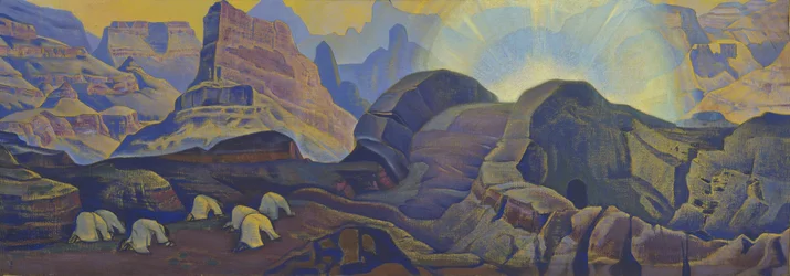 The Miracle (シリーズ Messiah から) by Roerich, Nicholas (1874-1947). キャンバスにテンペラ、サイズ : 62x205