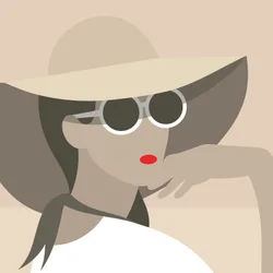 日よけ帽子の女性