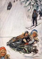 覆されたそりの少女、ホルメンコレン、1905