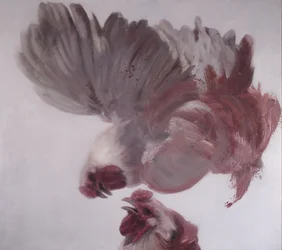 垂直のにわとり II, 2003 （キャンバスに油彩）