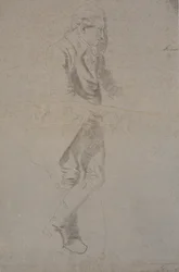 約からの衣装で立っている男。 1770年。