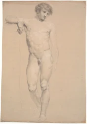 スタンディングモデル。 正面図。 高い台座に支えられた右腕