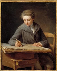 小さな漫画家：カルル・ヴェルネの肖像は14歳。カルル・ヴェルネ、フランスの画家（1758-1836）は、この絵の作者であるニコラ・ベルナール・レピシエ（1735-1784）に育てられた。油彩・キャンバス