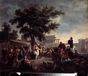素朴なカントリー ウェディング。 Nicolas Antoine Taunay (1755-1830) の絵画。 木に油彩、41 x 56 cm。 18世紀フランスの芸術。 プーシキン美術館、モスクワ。