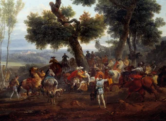 宗教の戦争"1590年のイヴリーの戦いの後のフランス王アンリ4世（1553-1610）とサリーの出会い" 1590年3月14日のイヴリーの戦いでは、カトリック同盟に対する王室軍の勝利が見られた。サリー公マクシミリアン・オブ・ベスーン（1